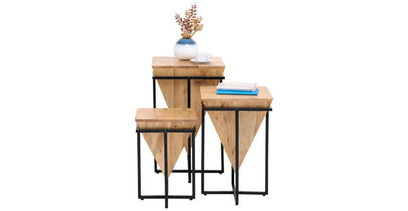 BEISTELLTISCH in Holz, Metall 36/36/56 cm  - Schwarz/Akaziefarben, Trend, Holz/Metall (36/36/56cm) - Ambia Home