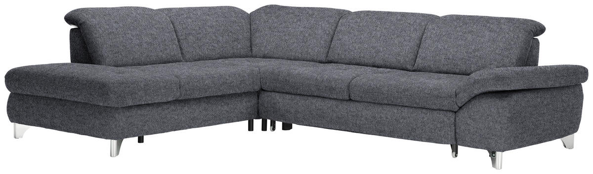 ECKSOFA in Webstoff Anthrazit  - Anthrazit/Alufarben, Design, Textil/Metall (260/319cm) - Beldomo Style