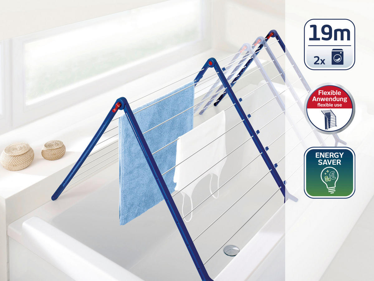 BADEWANNENTROCKNER Pegasus Bath 190 Ext. 96/68/70 cm  - Blau/Weiß, Basics, Kunststoff (96/68/70cm) - Leifheit