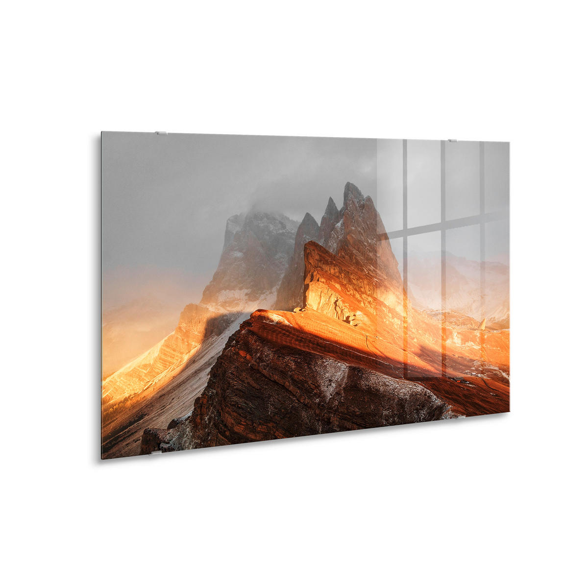 TABLOU PE STICLĂ 120/80 cm  - portocaliu/gri, Natur, sticlă/hârtie (120/80cm) - Monee