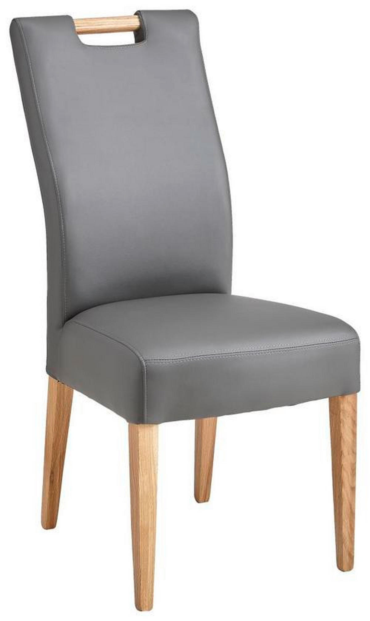 STUHL  in Lederlook Holz, Textil  - Eichefarben/Grau, KONVENTIONELL, Holz/Textil (47/100/47cm) - Cantus