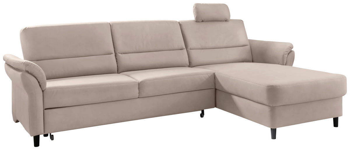 ECKSOFA in Lederlook Beige  - Beige/Schwarz, MODERN, Holz/Textil (279/176cm) - Livetastic