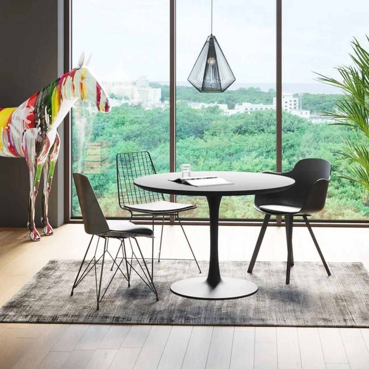 ESSTISCH in Holzwerkstoff 110/110/74 cm  - Schwarz, Design, Holzwerkstoff/Metall (110/110/74cm) - Kare-Design