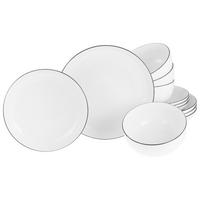 TAFELSERVICE Allround Black Line 12-teilig  - Schwarz/Weiß, Design, Keramik - Creatable