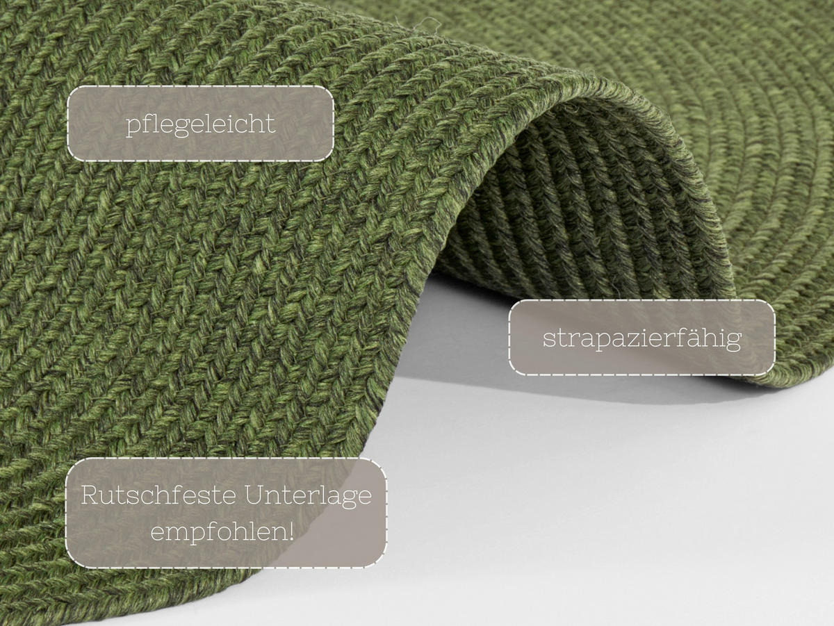 OUTDOORTEPPICH 200 cm Braided Smaragdgrün  - Smaragdgrün, Basics, Kunststoff (200cm)