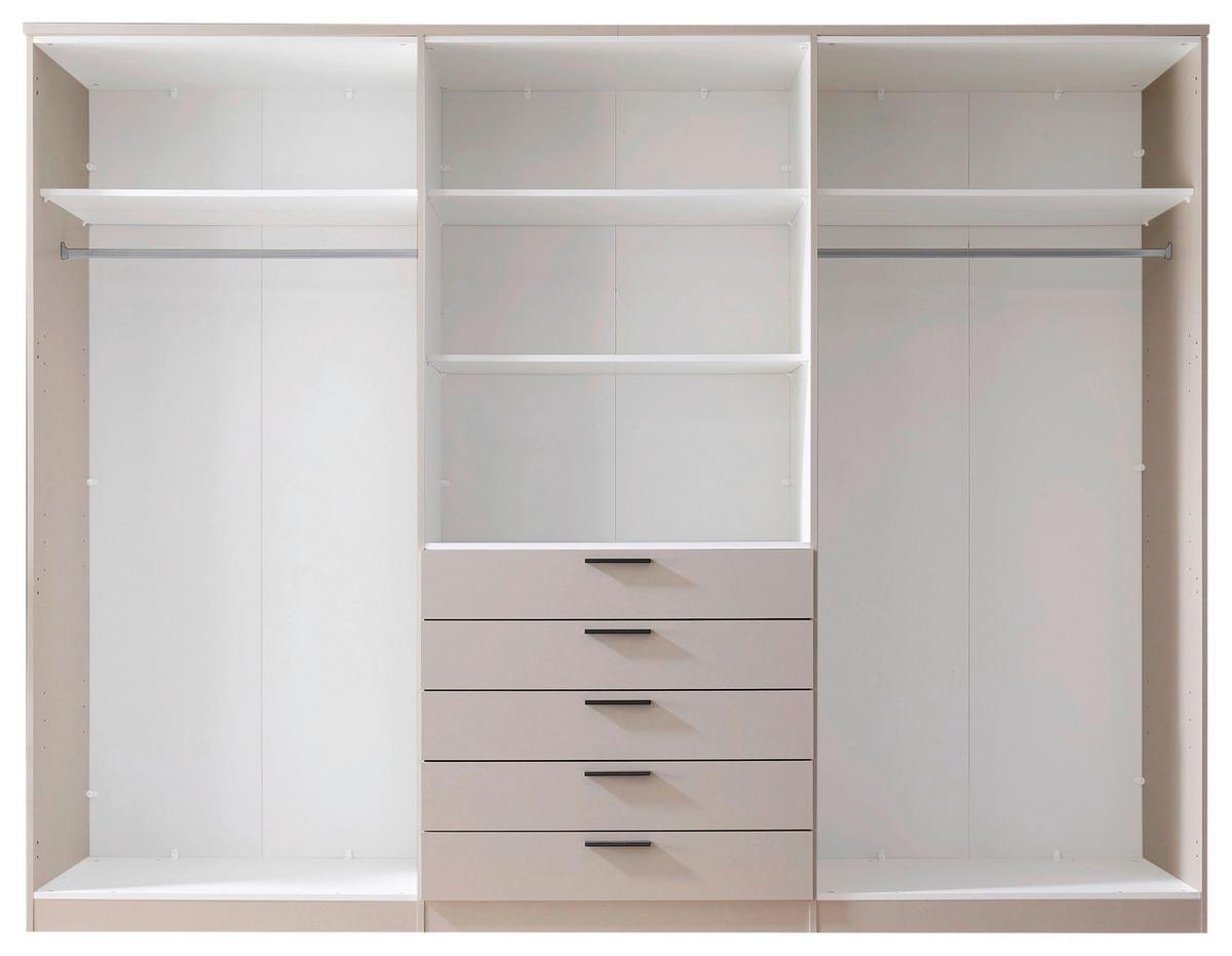 KLEIDERSCHRANK 270/210/52 cm,  in Kaschmir, 6-türig  - Kaschmir/Alufarben, KONVENTIONELL, Holzwerkstoff/Kunststoff (270/210/52cm) - Livetastic