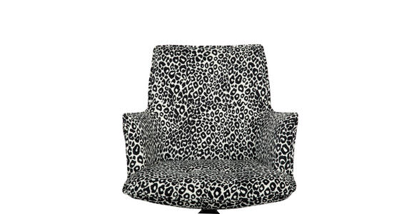 ARMLEHNSTUHL  Stoffauswahl, Sitzfläche 360° drehbar, automatische Rückholfunktion Jacquard  Schwarz, Weiß  - Schwarz/Weiß, Design, Textil/Metall (59/89.5/63cm) - Novel