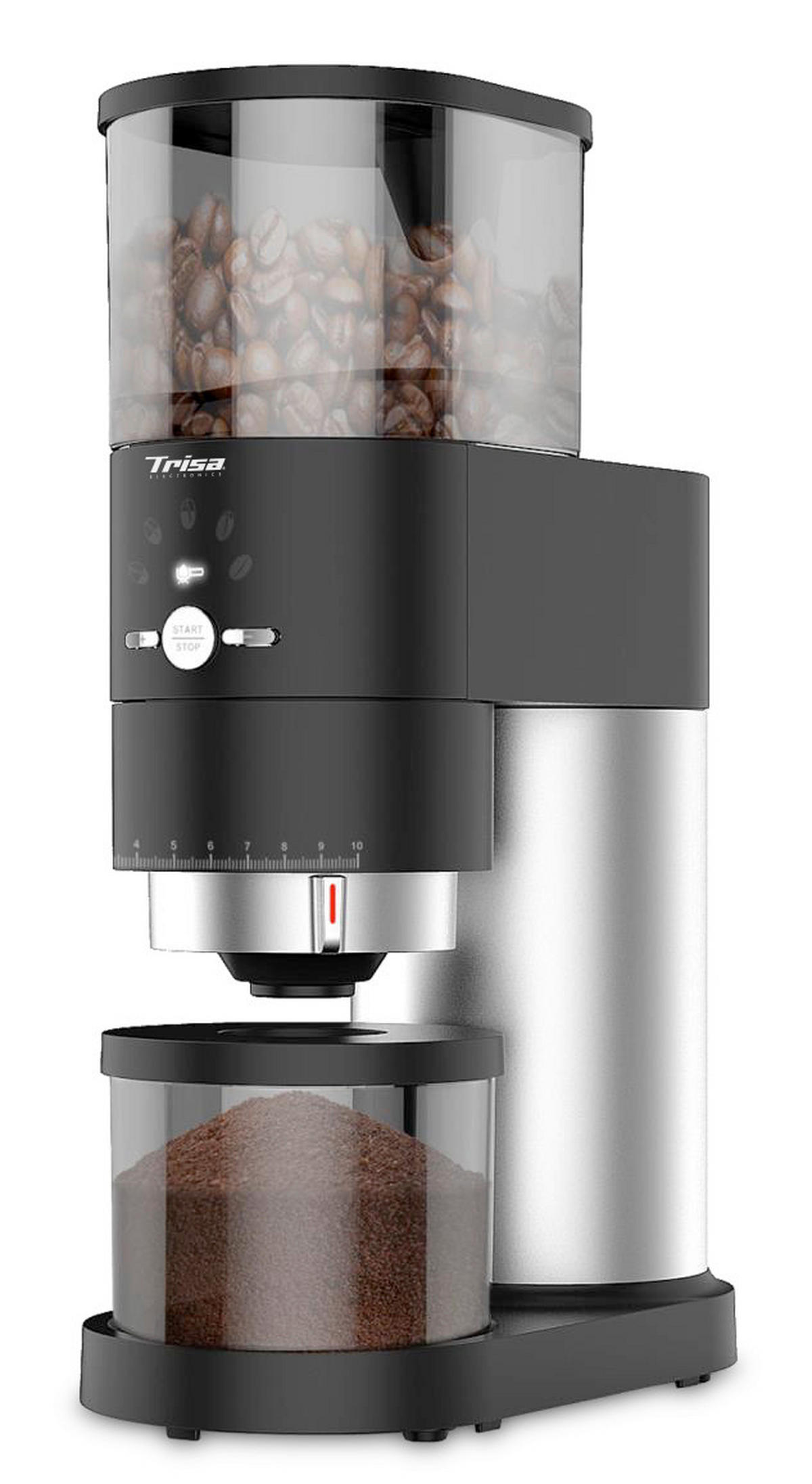 KAFFEEMÜHLE  - Edelstahlfarben/Schwarz, MODERN, Kunststoff (23/11,5/34cm) - Trisa Electronics