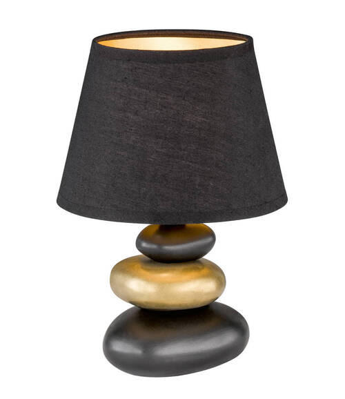STOLNÍ LAMPA, E14, 17/24 cm  - černá/barvy zlata, Basics, textil/keramika (17/24cm)