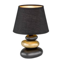 STOLNÍ LAMPA, E14, 17/24 cm  - černá/barvy zlata, Basics, textil/keramika (17/24cm)