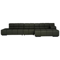ECKSOFA in Flachgewebe Olivgrün  - Schwarz/Olivgrün, Design, Textil/Metall (356/169cm) - Designwerk