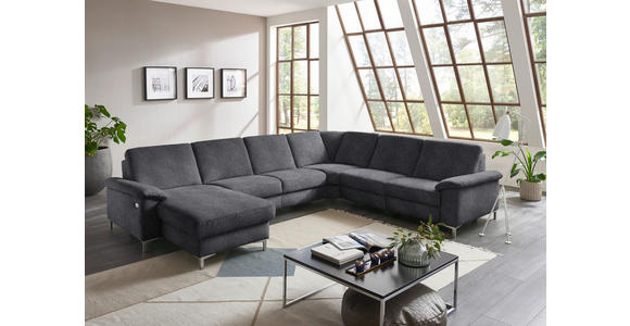 WOHNLANDSCHAFT in Chenille Dunkelgrau - Dunkelgrau/Alufarben, Design, Textil/Metall (170/333/265cm) - Dieter Knoll
