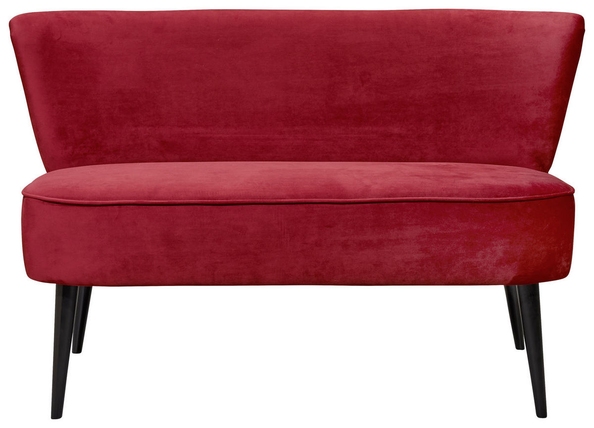 SITZBANK 140/83/75 cm Mikrovelours Rot Holz  - Rot/Schwarz, Trend, Holz/Textil (140/83/75cm) - MID.YOU