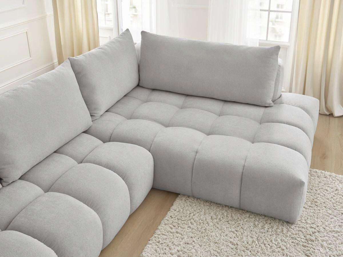 ECKSOFA Ottomane rechts  EVEREST Hellgrau Struktur  - Hellgrau/Schwarz, MODERN, Kunststoff/Textil (352/210cm) - Livetastic