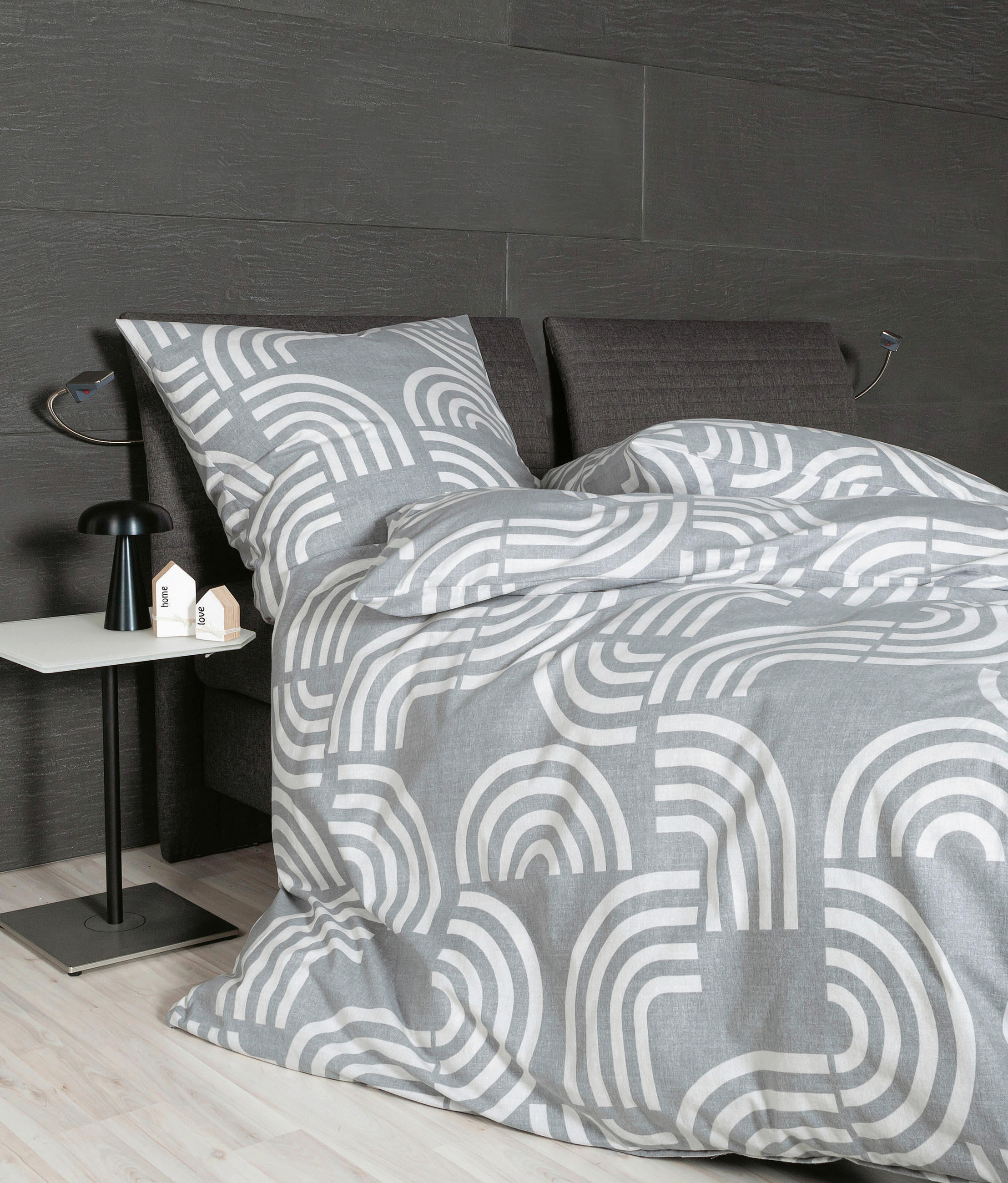 BETTWÄSCHE 135/200 cm DAVOS Biber  - Grau, Basics, Textil (135/200cm) - Janine
