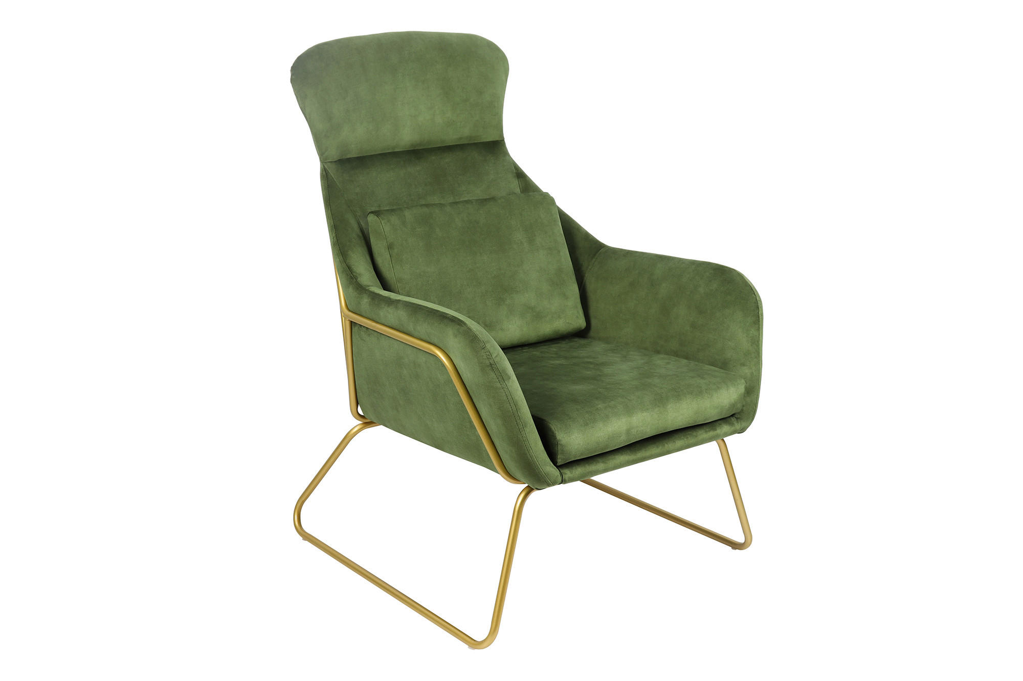 SESSEL in Samt, Velours Grün  - Messingfarben/Grün, MODERN, Textil/Metall (73/102/80cm) - Livetastic