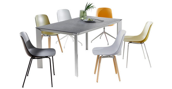 ESSTISCH rechteckig Alufarben, Schwarz - Alufarben/Schwarz, Design, Kunststoff/Metall (160(220)/90/76cm) - Novel