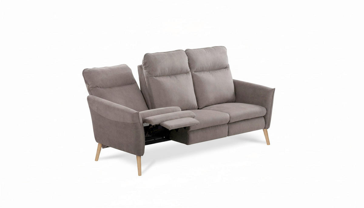 3-SITZER-SOFA  in Mikrofaser Taupe Skandinavisch, Modern  - Taupe/Buchefarben, Design, Holz/Textil (202/110/92cm) - Livetastic