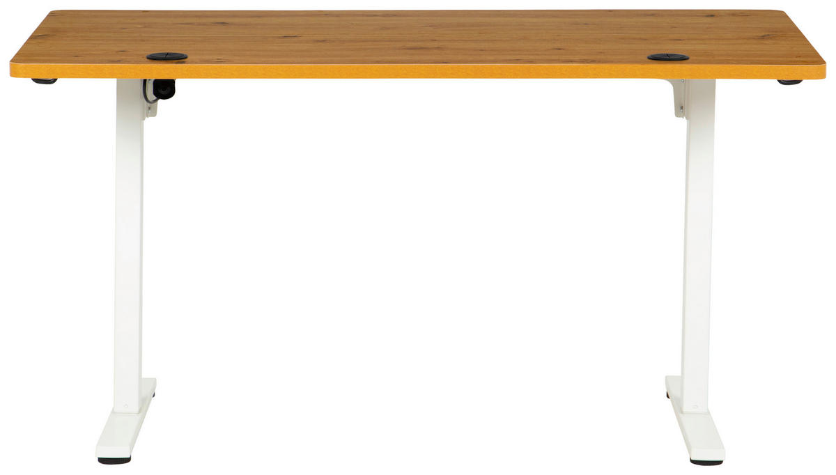 SCHREIBTISCH 140/70/72/118 cm Weiss, Eichefarben höhenverstellbar elektrisch höhenverstellbar  - Weiss/Eichefarben, Modern, Holzwerkstoff/Metall (140/70/72/118cm) - Livetastic