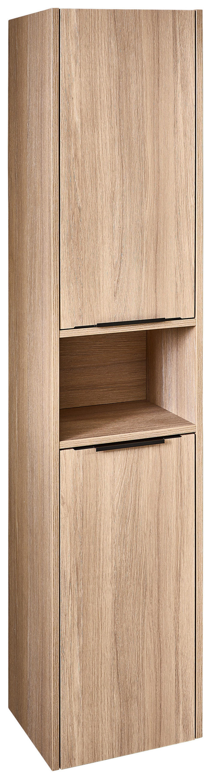 HOCHSCHRANK 35/165/33 cm  - Eichefarben/Schwarz, MODERN, Holzwerkstoff/Metall (35/165/33cm) - Welnova