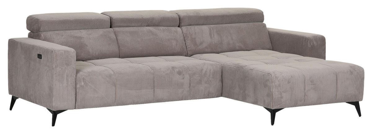 ECKSOFA  in Cord Taupe  257/170 cm  - Taupe/Schwarz, KONVENTIONELL, Textil/Metall (257/170cm) - Carryhome