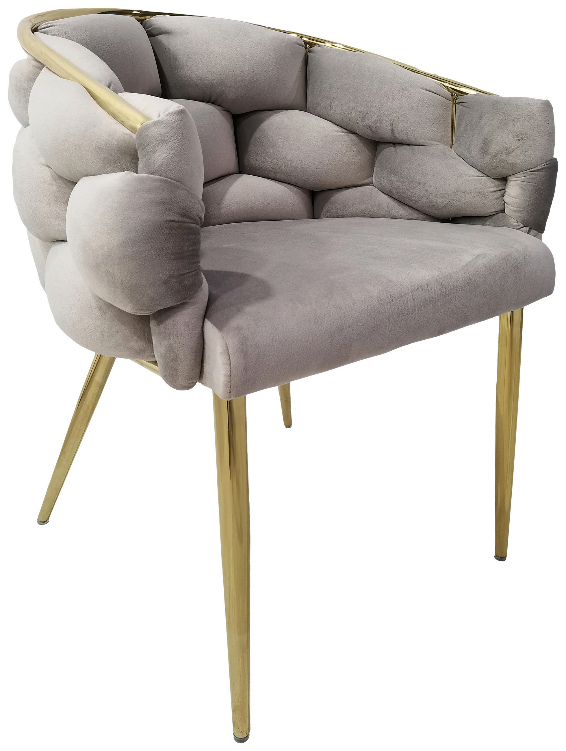 SADA ŽIDLÍ S PODRUČKAMI 2 kusy - barvy zlata/šedohnědá, Moderní, kov/textil (65/79/61cm) - MID.YOU