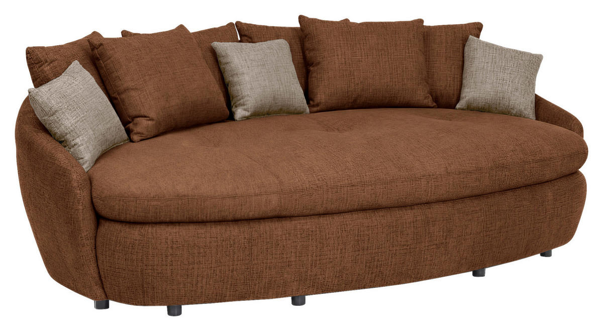 MEGASOFA Chenille Terracotta  - Terracotta/Schwarz, Trend, Kunststoff/Textil (238/80/140cm) - MID.YOU