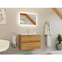 BADEZIMMER 2-teilig  in 80 cm  - Eichefarben/Weiß, Basics, Keramik/Holzwerkstoff (80cm) - MID.YOU