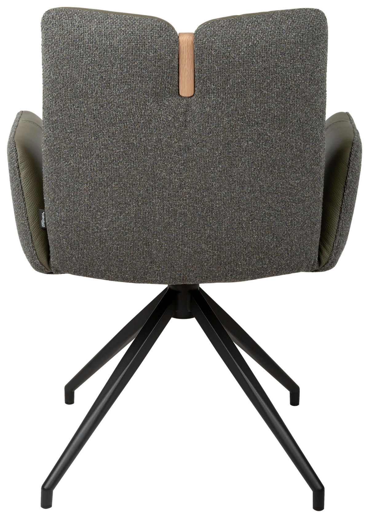 ARMLEHNSTUHL  Sitzfläche 360° drehbar, automatische Rückholfunktion Bouclé Echtleder  - Schwarz/Grün, Design, Leder/Holz (62/87/63cm) - Valnatura