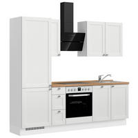 KÜCHENBLOCK Frame 240 cm  in Weiß, Eichefarben  - Edelstahlfarben/Eichefarben, MODERN, Holzwerkstoff/Metall (240cm) - Nobilia