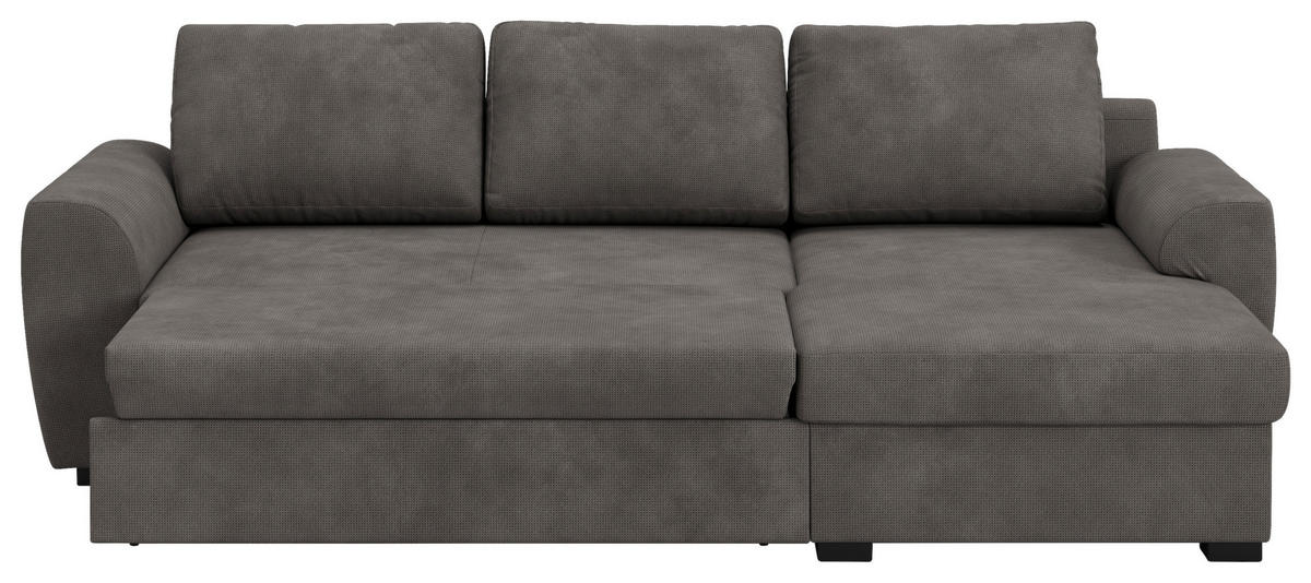 ECKSOFA Chenille Grau  - Schwarz/Grau, Trend, Kunststoff/Textil (253/154cm) - MID.YOU