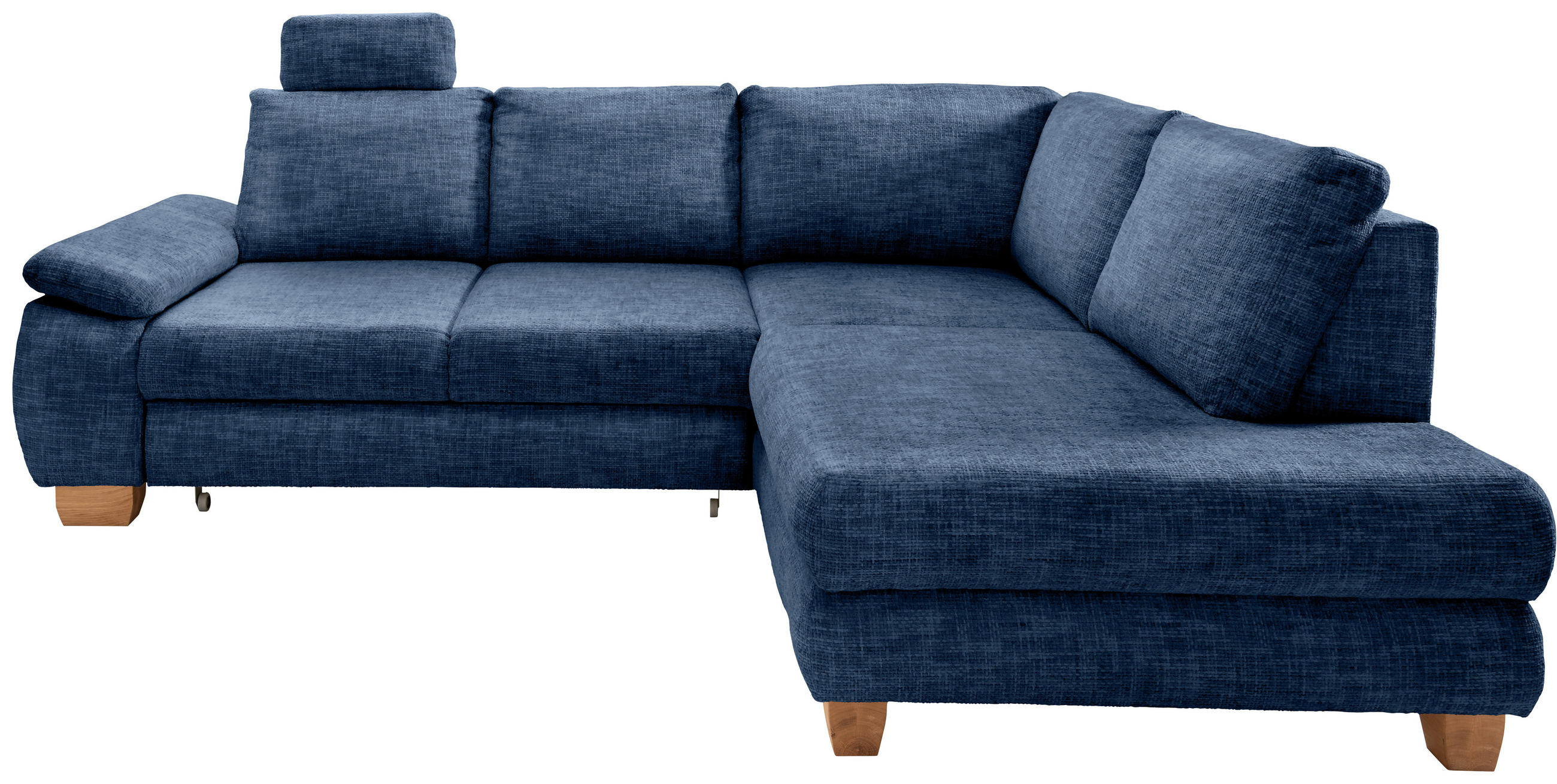 ECKSCHLAFSOFA  mit Liegefunktion, Rücken echt, Armteil links Struktur Blau  - Wildeiche/Blau, MODERN, Holz/Textil (265/206cm) - Livetastic