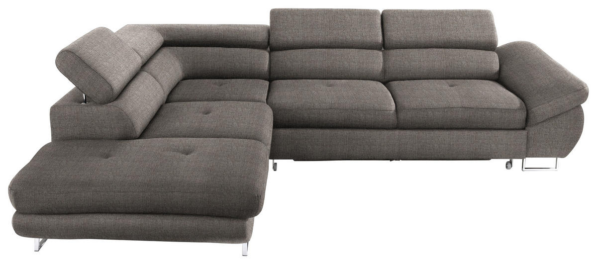 ECKSOFA in Webstoff Creme, Grau  - Creme/Grau, Design, Textil/Metall (235/280cm) - Hom`in