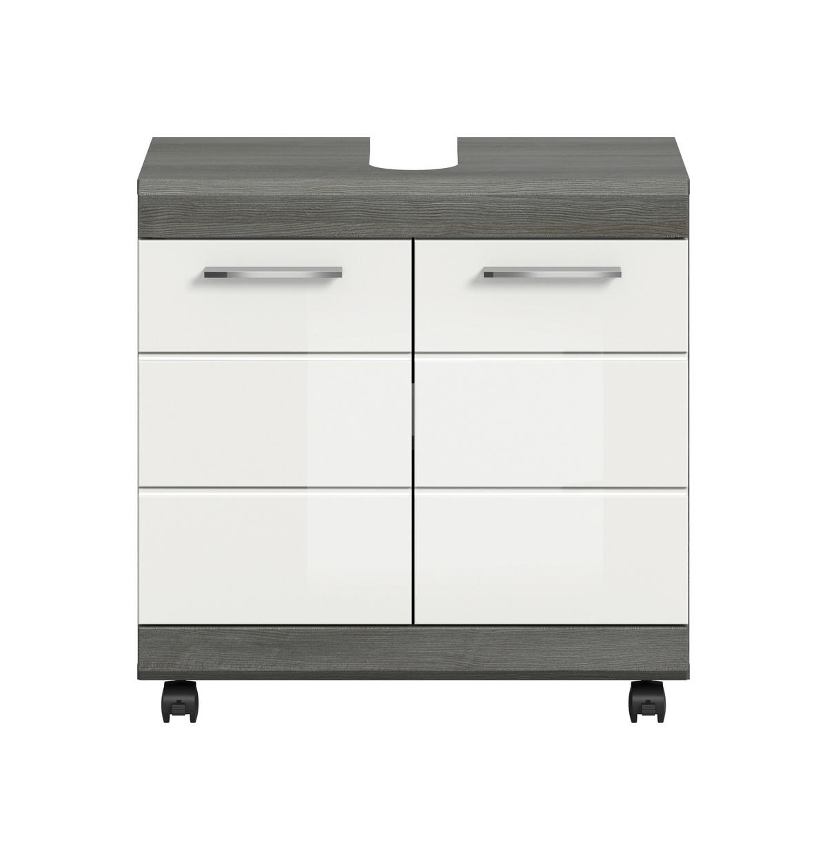 TVÄTTSTÄLLSUNDERSKÅP 60/60/34 cm  - silver/vit högglans, Trend, trämaterial/plast (60/60/34cm) - MID.YOU