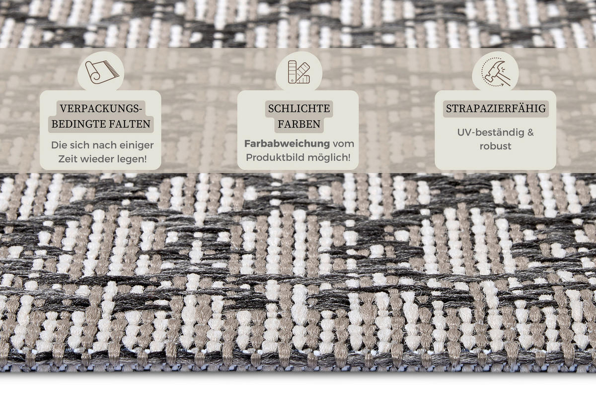 OUTDOORTEPPICH 76/150 cm Clyde Grau, Beige  - Beige/Grau, Design, Kunststoff (76/150cm)
