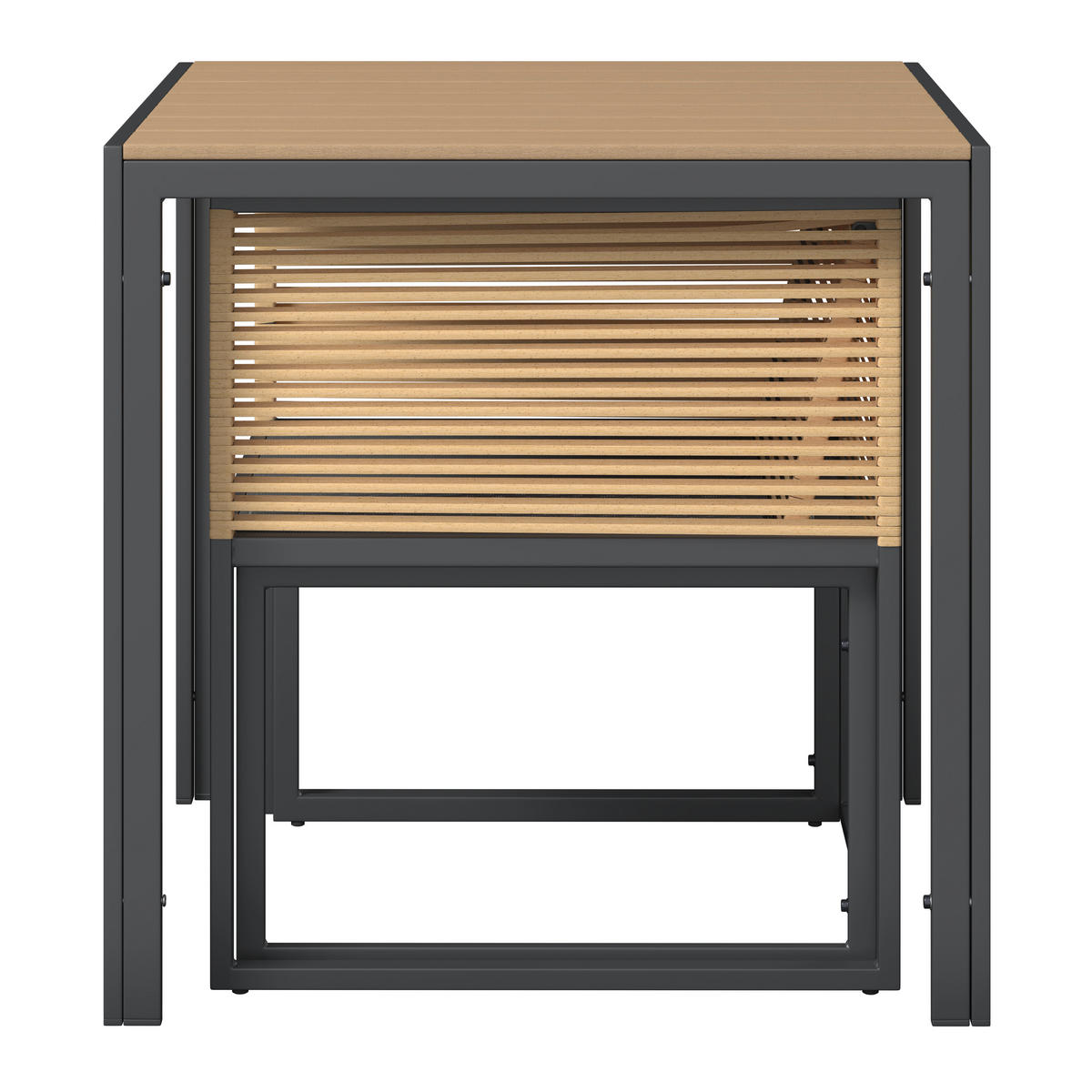 BALKONSET  3-teilig  - Dunkelgrau/Anthrazit, MODERN, Kunststoff/Textil (69,5/74/70cm) - Ambia Garden