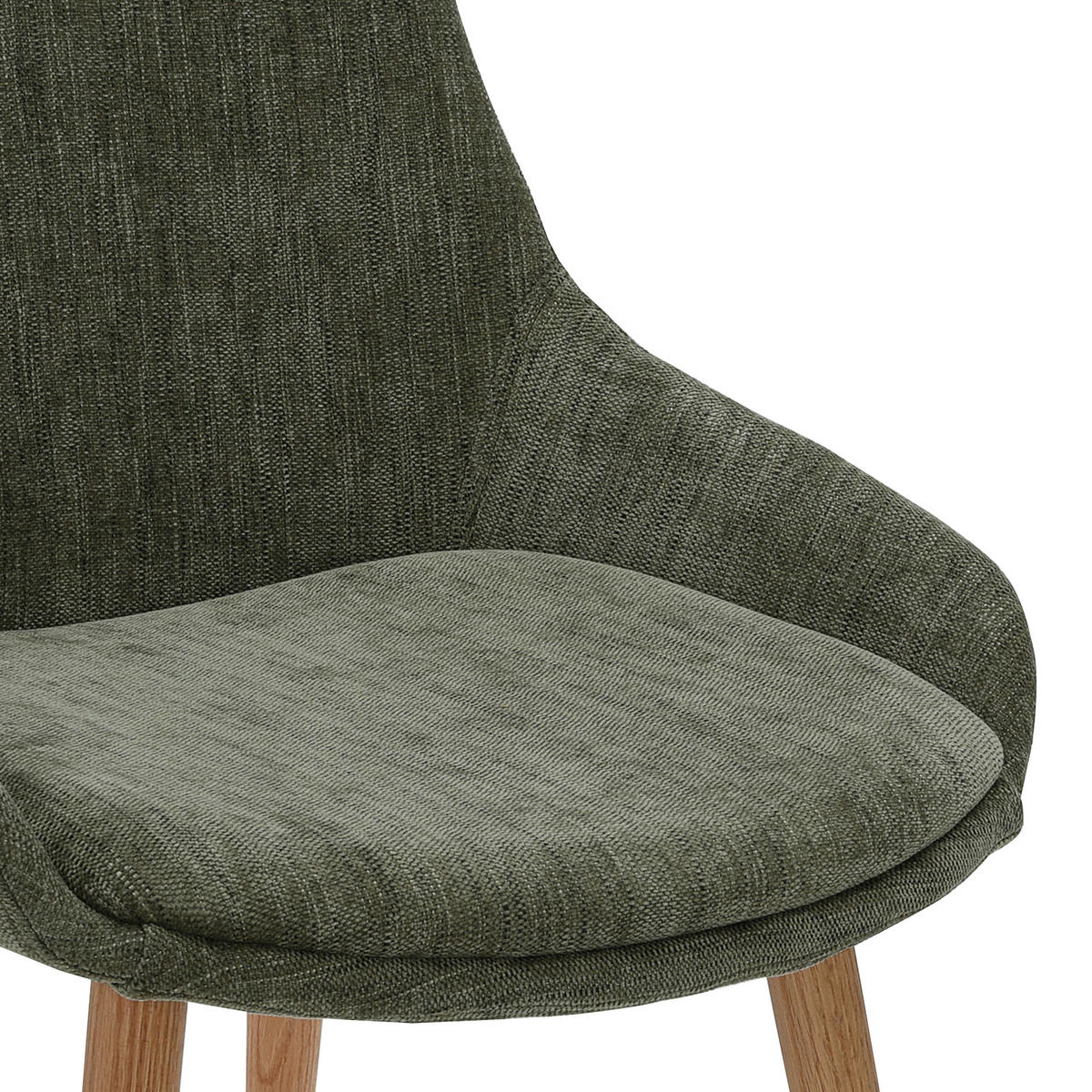 STUHL   Chenille  - Naturfarben/Grün, Modern, Holz/Textil (52/81/56,5cm) - home24