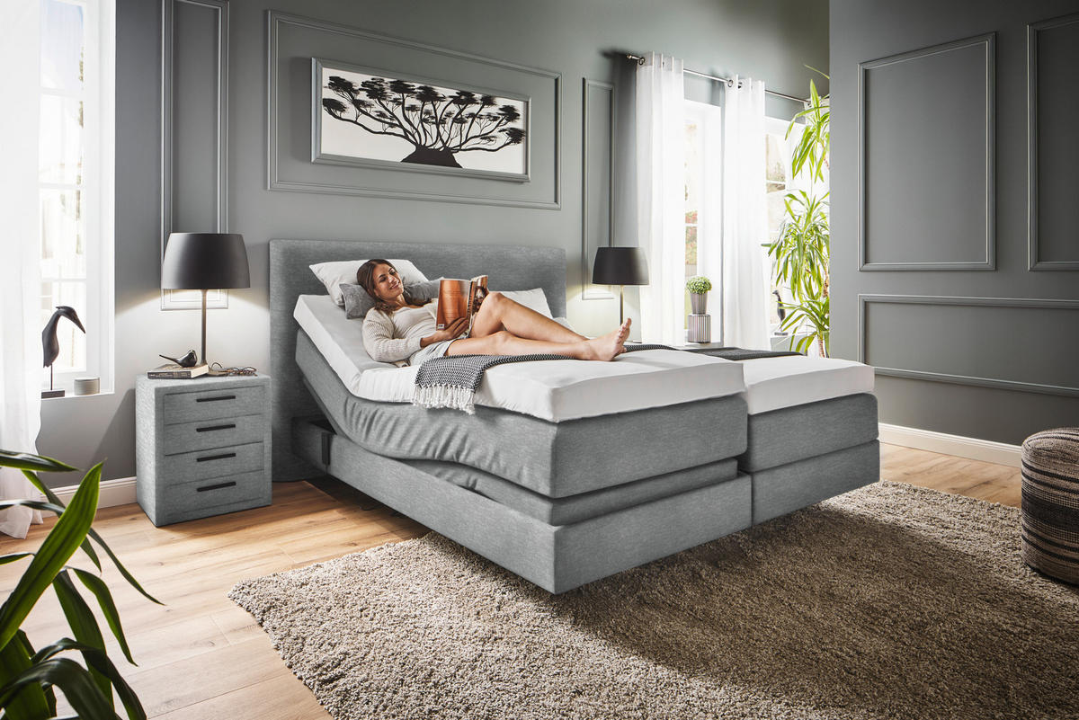 BOXSPRINGBETT 160/200 cm  in Grau  - Grau, Konventionell, Holz/Textil (160/200cm) - Dieter Knoll
