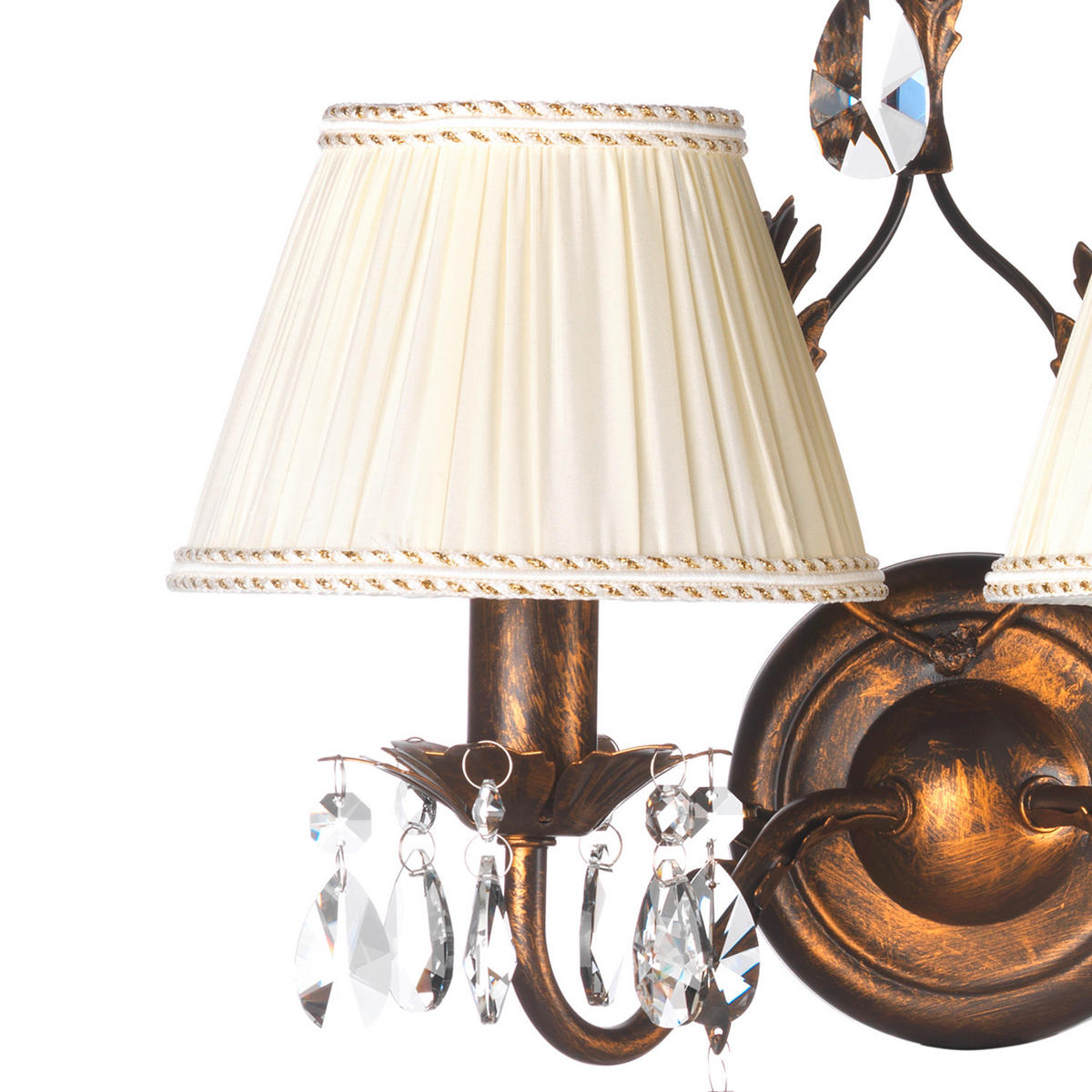 WANDLEUCHTE 34/24/30 cm   - Bronzefarben, KONVENTIONELL, Glas/Textil (34/24/30cm)