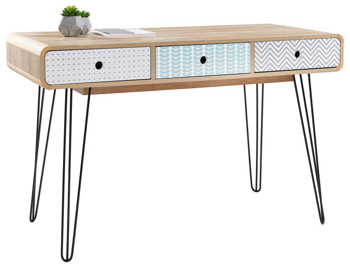 RADNI STO  siva, crna, bela, boja hrasta, svetlozelena   - siva/boja hrasta, Dizajnerski, metal/pločasti materijal (55/120/76cm) - Carryhome