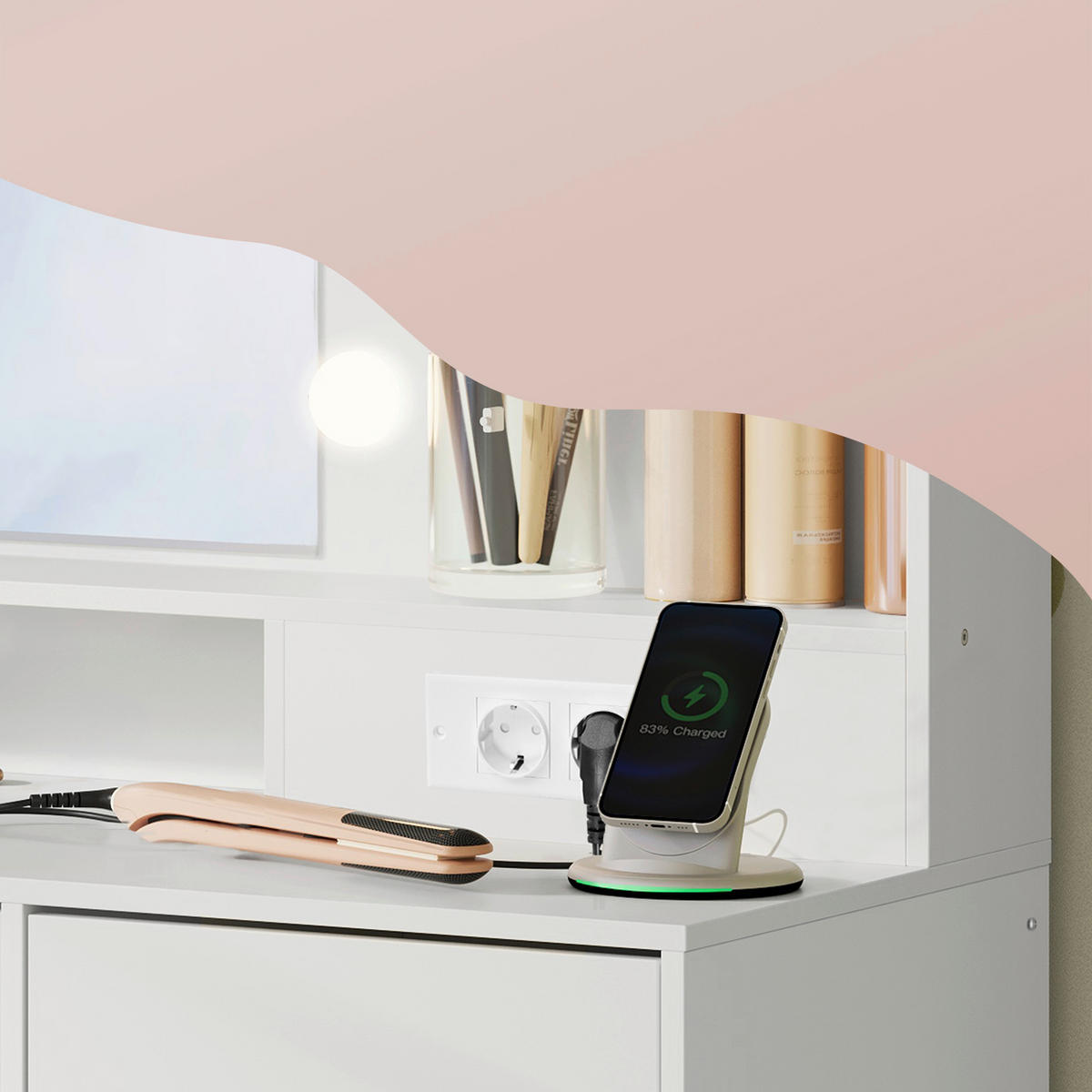 SCHMINKTISCH 107/40/144 cm, Weiß  - Weiß, KONVENTIONELL, Glas/Holzwerkstoff (107/40/144cm) - Boxxx