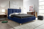POLSTERBETT 140/220 cm  in Dunkelblau  - Buchefarben/Dunkelblau, KONVENTIONELL, Holz/Textil (140/220cm) - Carryhome