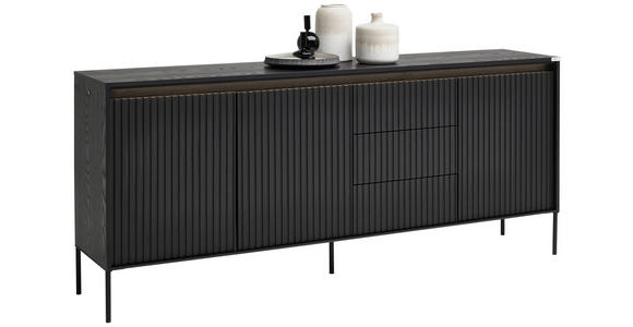 SIDEBOARD Schwarz Beleuchtung, Einlegeböden  - Schwarz, Design, Holzwerkstoff (192/82/40cm) - Hom`in