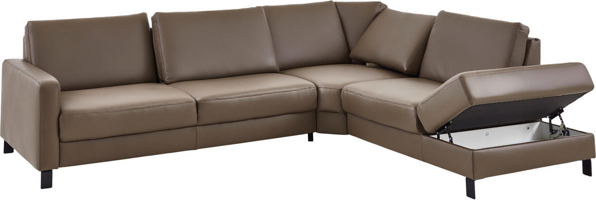 ECKSOFA Echtleder Braun  - Schwarz/Braun, Konventionell, Leder/Metall (306/243cm) - Dieter Knoll