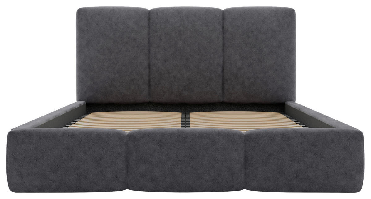 POLSTERBETT Lattenrost, Bettkasten 140/200 cm  in Graphitfarben  - Schwarz/Graphitfarben, Design, Holz/Textil (140/200cm) - Boxxx