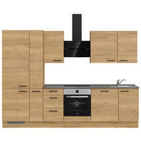 KÜCHENBLOCK 300 cm   in Eichefarben, Schieferfarben  - Schieferfarben/Eichefarben, MODERN, Holzwerkstoff/Metall (300cm) - Nobilia