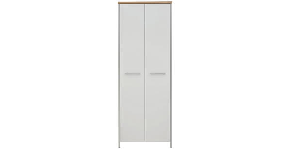GARDEROBENSCHRANK Eiche furniert lackiert Eichefarben, Weiß - Eichefarben/Alufarben, MODERN, Holz/Holzwerkstoff (72/193/38cm) - Dieter Knoll