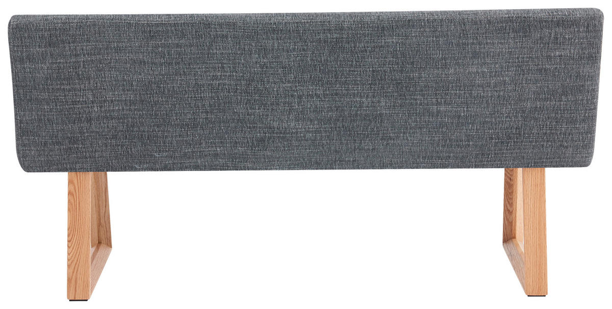 SITZBANK 160/82/61 cm Leinenoptik Eichefarben, Dunkelgrau Eiche massiv  - Eichefarben/Dunkelgrau, MODERN, Holz/Textil (160/82/61cm) - Livetastic