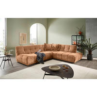 ECKSOFA ITALIA in Chenille Koralle  284/250 cm  - Koralle/Schwarz, MODERN, Kunststoff/Textil (284/250cm) - Livetastic