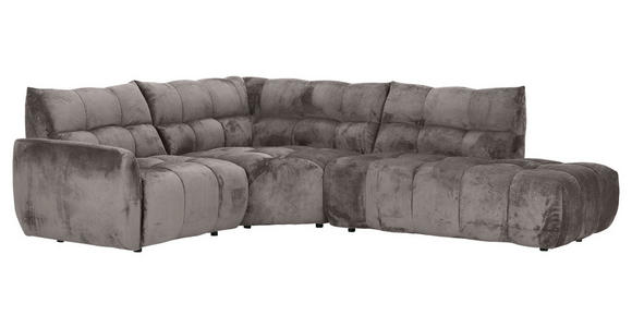 ECKSOFA Grau Flachgewebe  - Schwarz/Grau, MODERN, Kunststoff/Textil (235/275cm) - Landscape